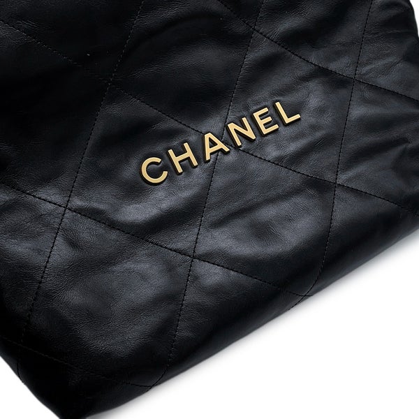 シャネル ハンドバッグ CHANEL 22 マトラッセ スモール シャイニーカーフレザー AS3260 CHANEL ポーチ付き 黒