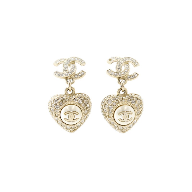 シャネル ピアス ココマーク ハート ラインストーン フェイクパール P22B AB9398 CHANEL アクセサリー