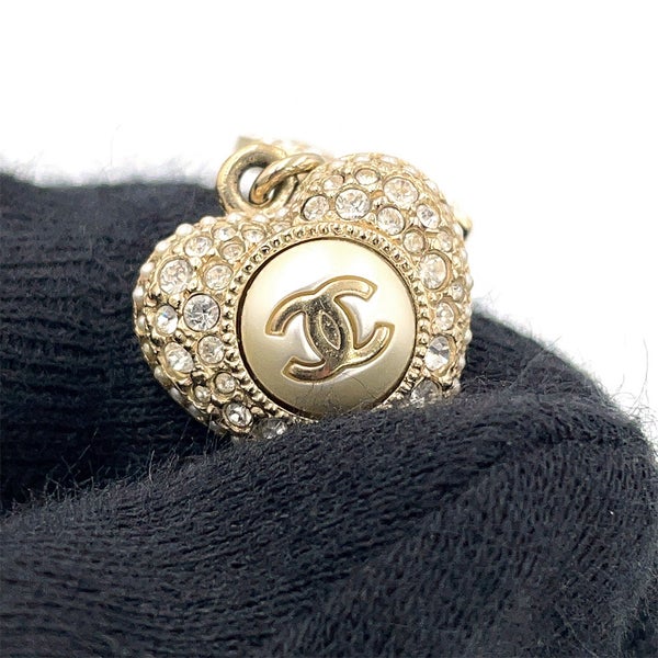 シャネル ピアス ココマーク ハート ラインストーン フェイクパール P22B AB9398 CHANEL アクセサリー