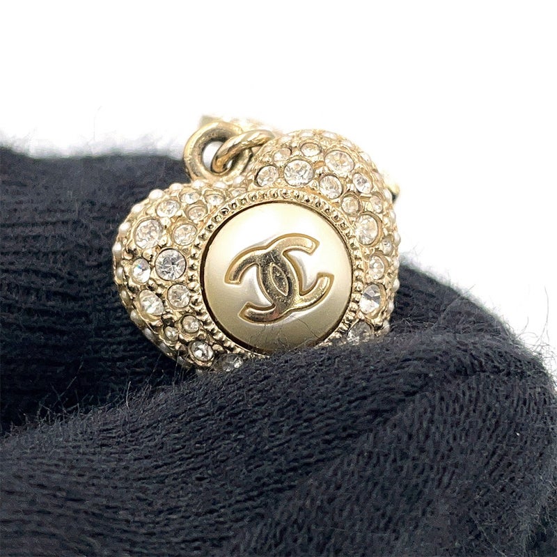 シャネル ピアス ココマーク ハート ラインストーン フェイクパール P22B AB9398 CHANEL アクセサリー