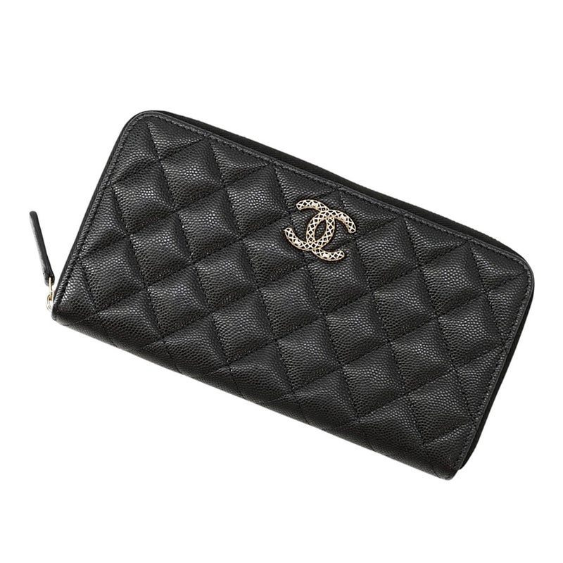 シャネル 長財布 マトラッセ ココマーク キャビアスキン AP3181 CHANEL 黒