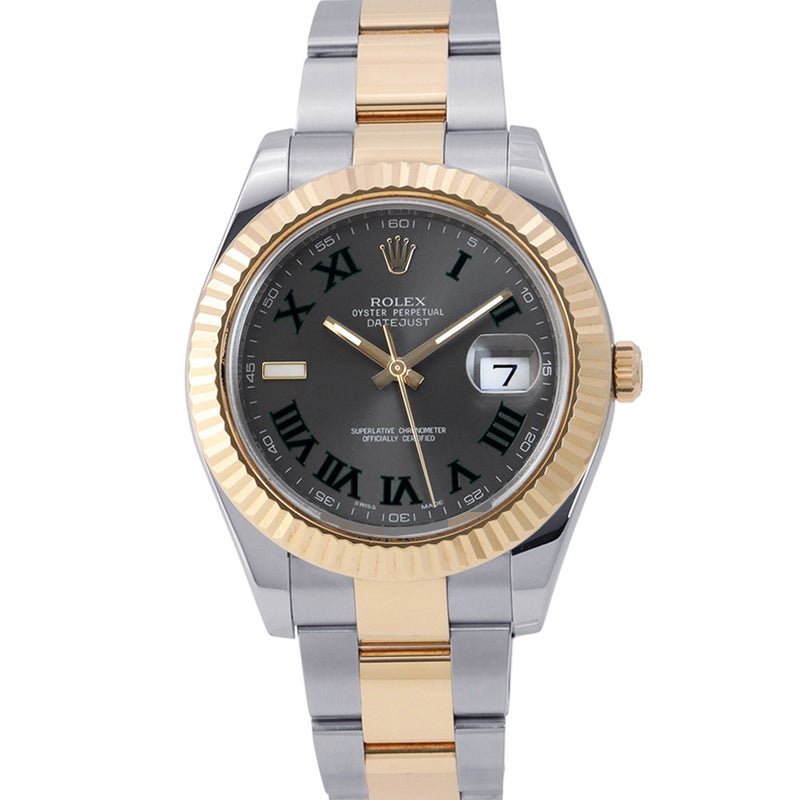 ロレックス デイトジャスト II SS/K18YG ランダムシリアル ルーレット 116333 ROLEX 腕時計 スレート文字盤