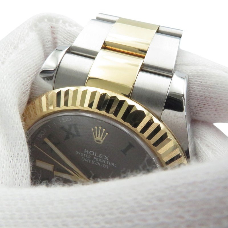 ロレックス デイトジャスト II SS/K18YG ランダムシリアル ルーレット 116333 ROLEX 腕時計 スレート文字盤