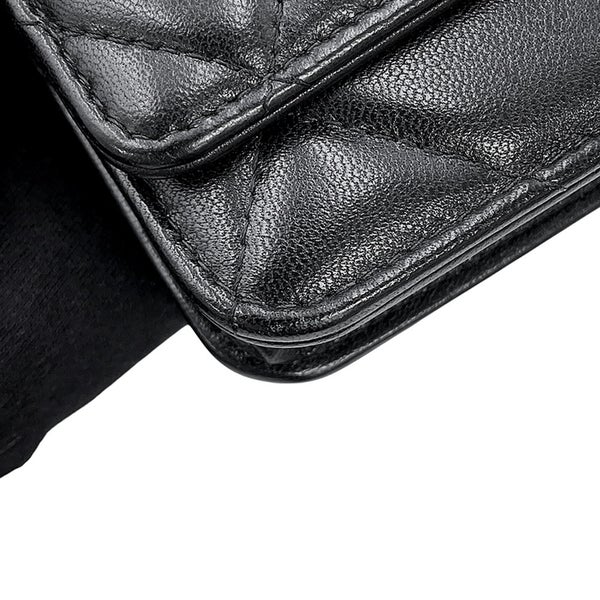 シャネル チェーンウォレット CHANEL19 ココマーク マトラッセ シャイニーラムスキン AP3267 CHANEL 財布 黒