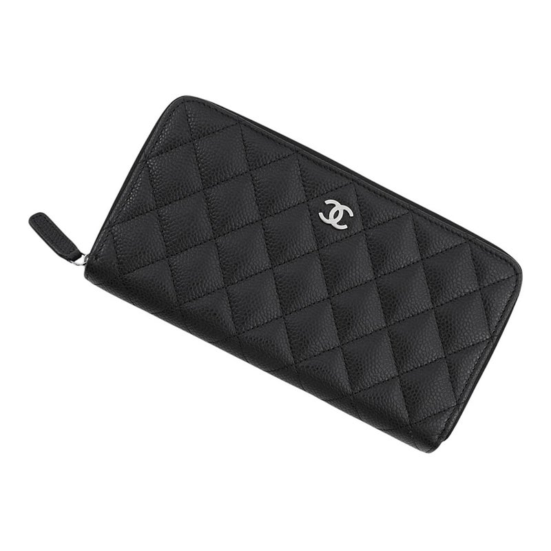 シャネル 長財布 マトラッセ ココマーク クラシック ロング ジップウォレット キャビアスキン AP0242 CHANEL 黒