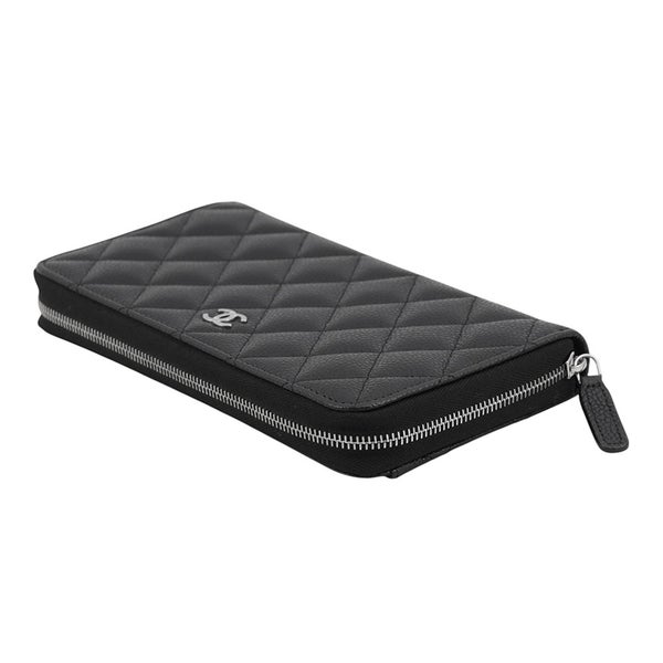 シャネル 長財布 マトラッセ ココマーク クラシック ロング ジップウォレット キャビアスキン AP0242 CHANEL 黒