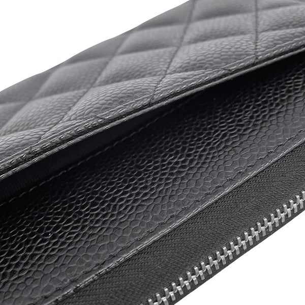 シャネル 長財布 マトラッセ ココマーク クラシック ロング ジップウォレット キャビアスキン AP0242 CHANEL 黒