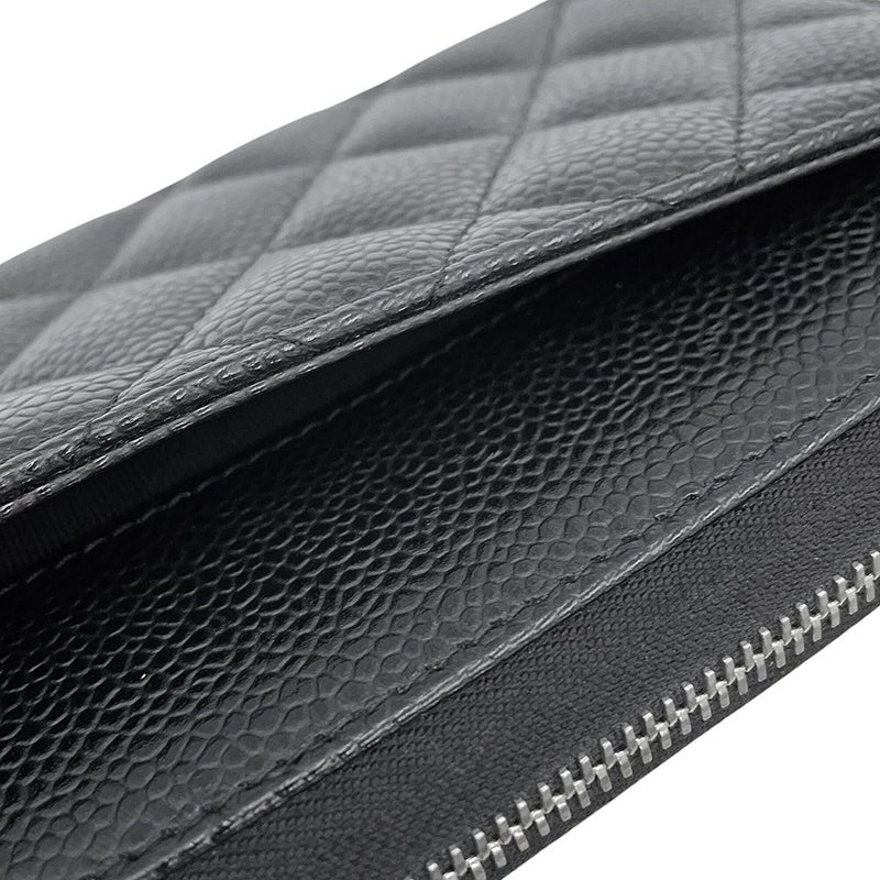 シャネル 長財布 マトラッセ ココマーク クラシック ロング ジップウォレット キャビアスキン AP0242 CHANEL 黒