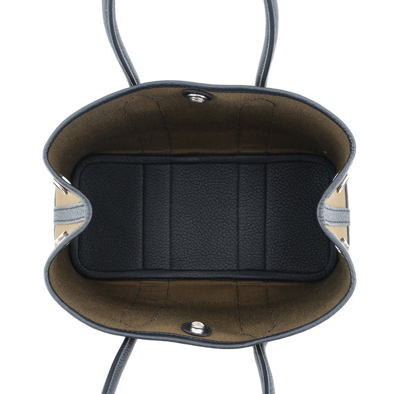 エルメス トートバッグ ネオ・ガーデン 23 ガーデンパーティ オリーブグリーン/ブラック/シルバー金具 トワルオフィシエ/ネゴンダ G刻印 黒