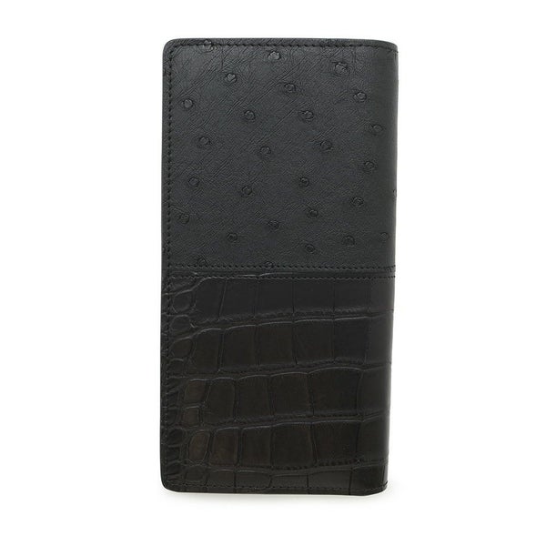 ルイヴィトン 長財布 モノグラム・エクリプス/オーストリッチ/クロコダイル ポルトフォイユ・ブラザ N96277 メンズ ブラック 黒