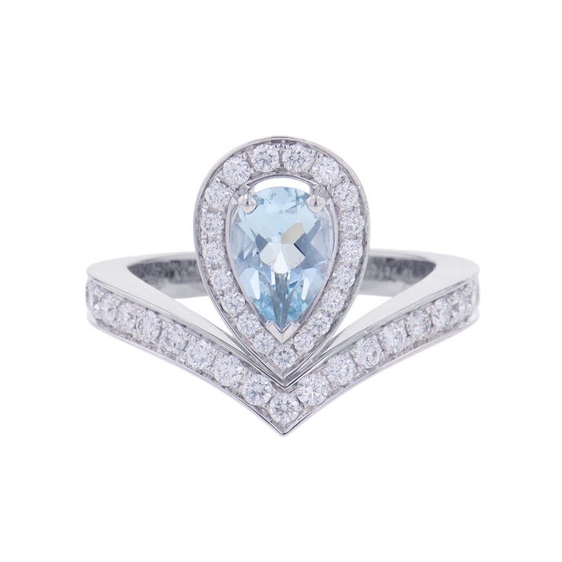ショーメ リング ジョゼフィーヌ エグレット ダイヤ 40P/アクアマリン 1P 0.60ct K18WG サイズ48 083297 Chaumet 指輪