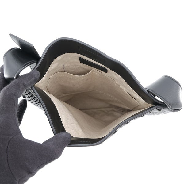 ボッテガヴェネタ ショルダーバッグ イントレチャート レザー BOTTEGA VENETA バッグ 黒