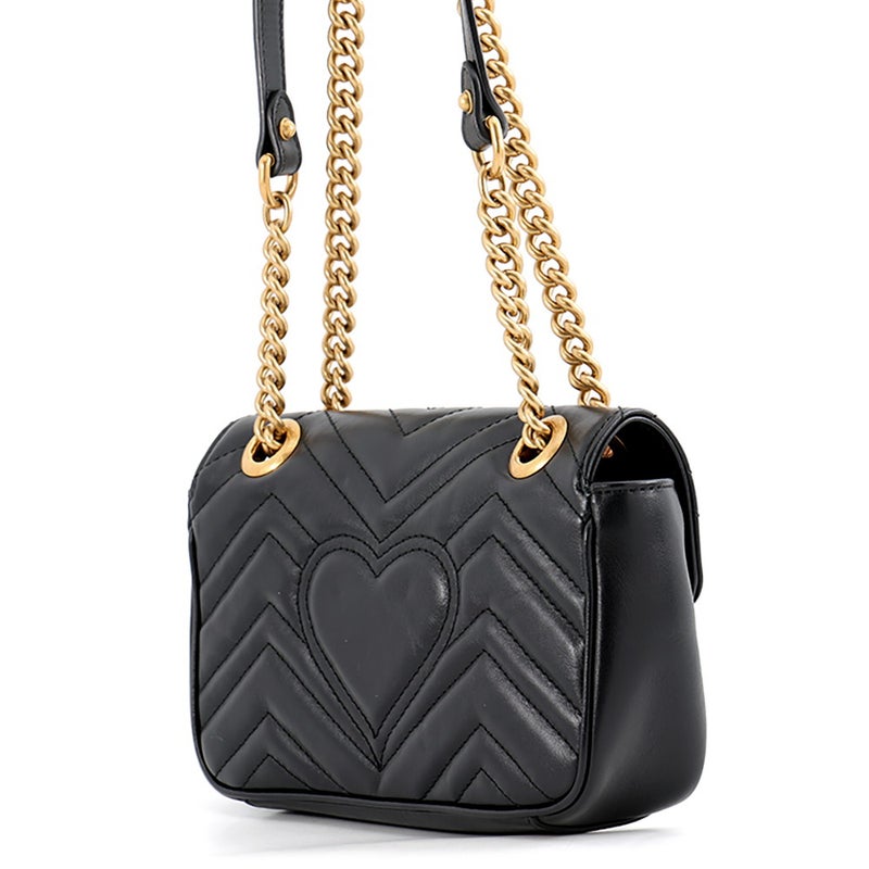 グッチ チェーンショルダーバッグ GGマーモント スモール レザー 446744 GUCCI 黒