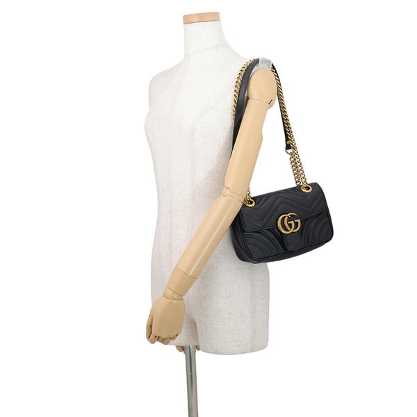 グッチ チェーンショルダーバッグ GGマーモント スモール レザー 446744 GUCCI 黒