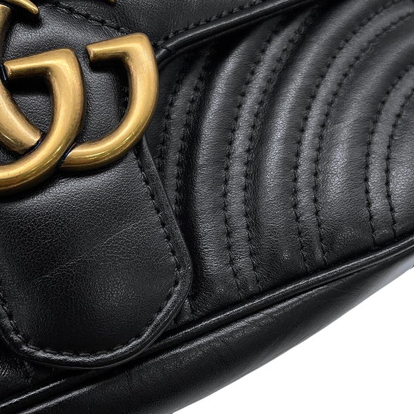 グッチ チェーンショルダーバッグ GGマーモント スモール レザー 446744 GUCCI 黒