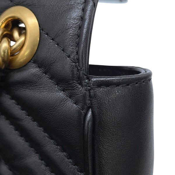 グッチ チェーンショルダーバッグ GGマーモント スモール レザー 446744 GUCCI 黒