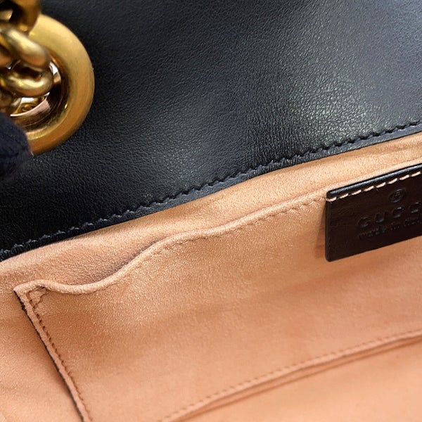 グッチ チェーンショルダーバッグ GGマーモント スモール レザー 446744 GUCCI 黒