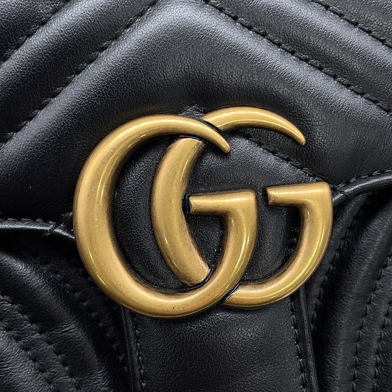 グッチ チェーンショルダーバッグ GGマーモント スモール レザー 446744 GUCCI 黒