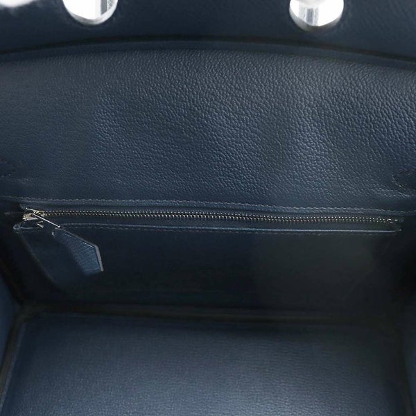 エルメス バーキン25 ブルードプリュス/ブルーインディゴ/ブラック/シルバー金具 ヴォーエプソン B刻印 HERMES Birkin