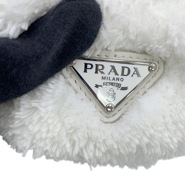 プラダ シュシュ トライアングルロゴ テリー シュシュ コットン 1IF015 PRADA ヘアアクセサリー ヘアゴム 白