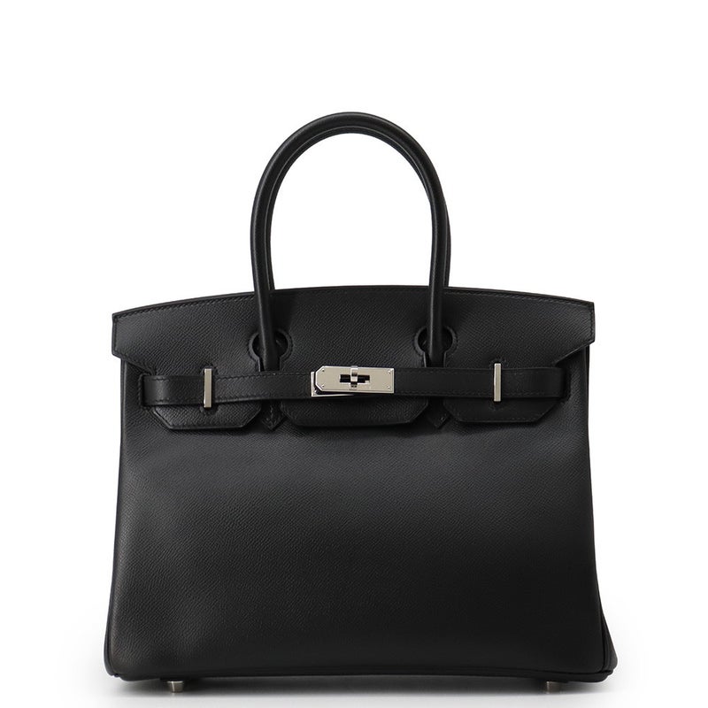 エルメス バーキン30 ブラック/シルバー金具 エプソン □K刻印 HERMES Birkin ハンドバッグ 黒