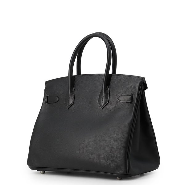 エルメス バーキン30 ブラック/シルバー金具 エプソン □K刻印 HERMES Birkin ハンドバッグ 黒