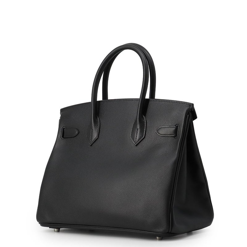エルメス バーキン30 ブラック/シルバー金具 エプソン □K刻印 HERMES Birkin ハンドバッグ 黒