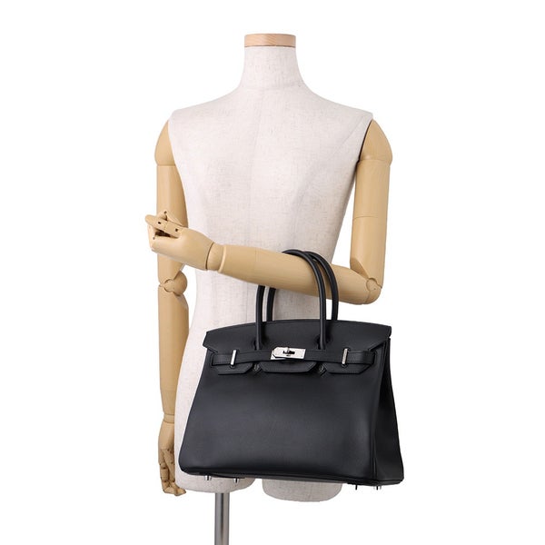 エルメス バーキン30 ブラック/シルバー金具 エプソン □K刻印 HERMES Birkin ハンドバッグ 黒
