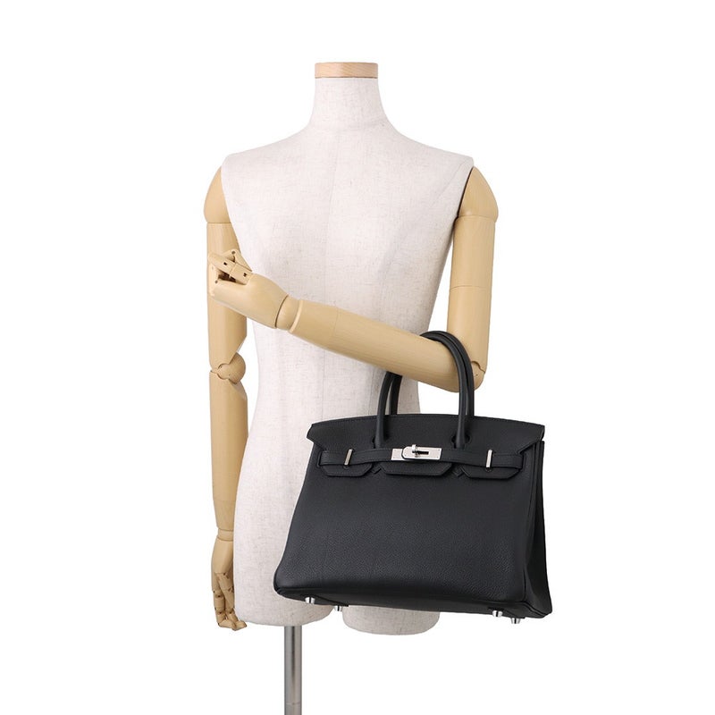 エルメス バーキン30 ブラック/シルバー金具 トゴ G刻印 HERMES Birkin ハンドバッグ 黒