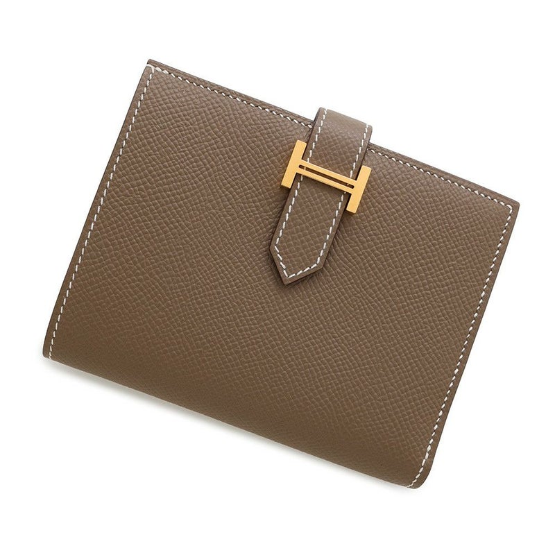エルメス 二つ折り財布 ベアンコンパクト エトゥープ/ゴールド金具 エプソン W刻印 HERMES 財布