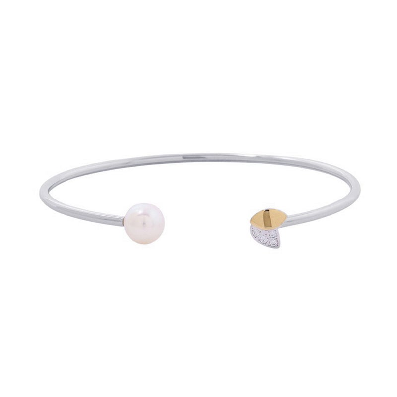 タサキ ブレスレット フローレット バングル ダイヤモンド 4P 計0.04ct/あこや真珠 パール K18WG/K18YG TASAKI
