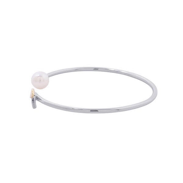 タサキ ブレスレット フローレット バングル ダイヤモンド 4P 計0.04ct/あこや真珠 パール K18WG/K18YG TASAKI