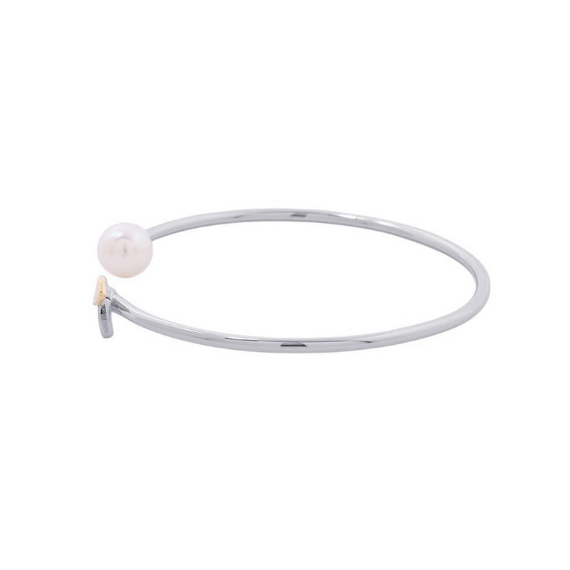 タサキ ブレスレット フローレット バングル ダイヤモンド 4P 計0.04ct/あこや真珠 パール K18WG/K18YG TASAKI