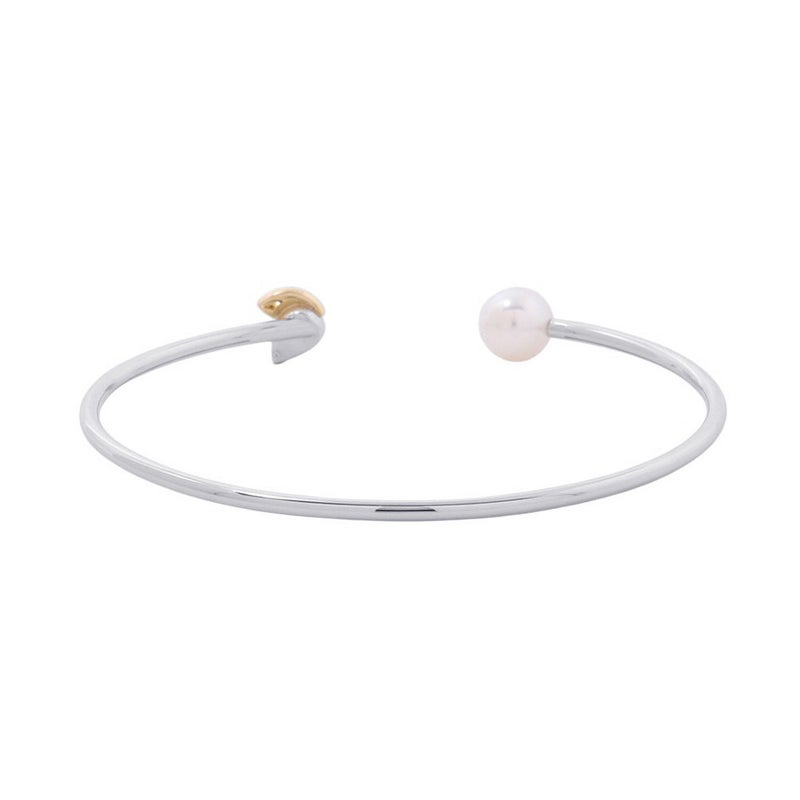 タサキ ブレスレット フローレット バングル ダイヤモンド 4P 計0.04ct/あこや真珠 パール K18WG/K18YG TASAKI