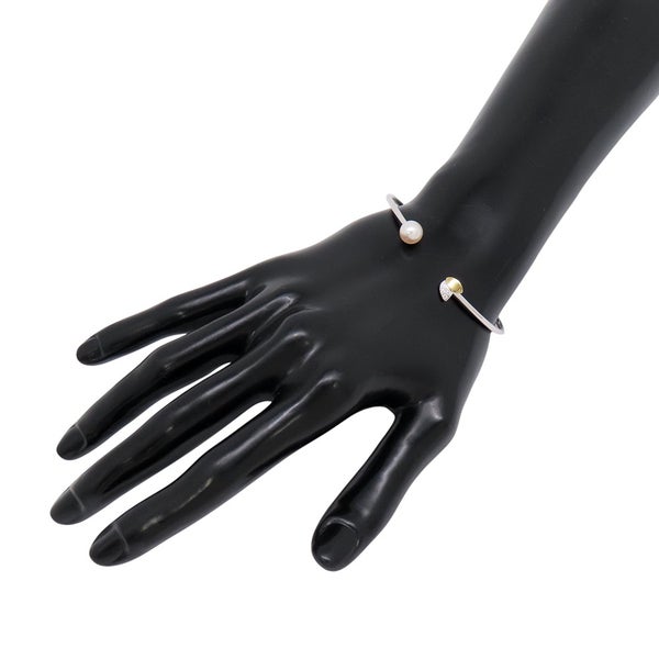 タサキ ブレスレット フローレット バングル ダイヤモンド 4P 計0.04ct/あこや真珠 パール K18WG/K18YG TASAKI