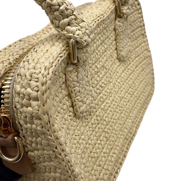 ミュウミュウ ハンドバッグ アルカディ クロシェ ラフィア 5BB123 MIUMIU 2wayショルダーバッグ