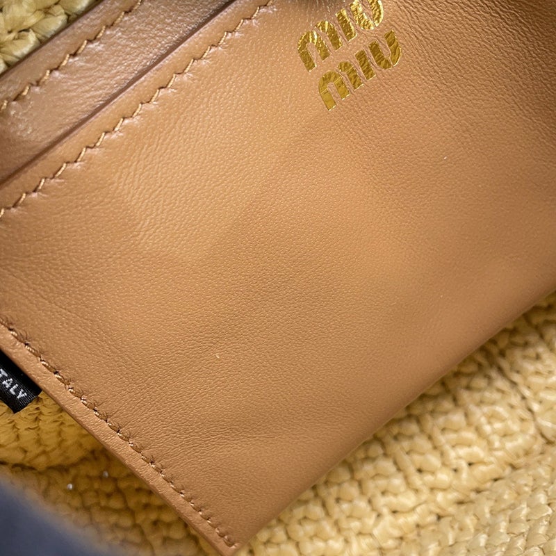 ミュウミュウ ハンドバッグ アルカディ クロシェ ラフィア 5BB123 MIUMIU 2wayショルダーバッグ
