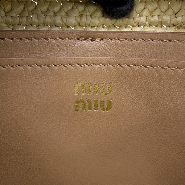 ミュウミュウ ハンドバッグ アルカディ クロシェ ラフィア 5BB123 MIUMIU 2wayショルダーバッグ