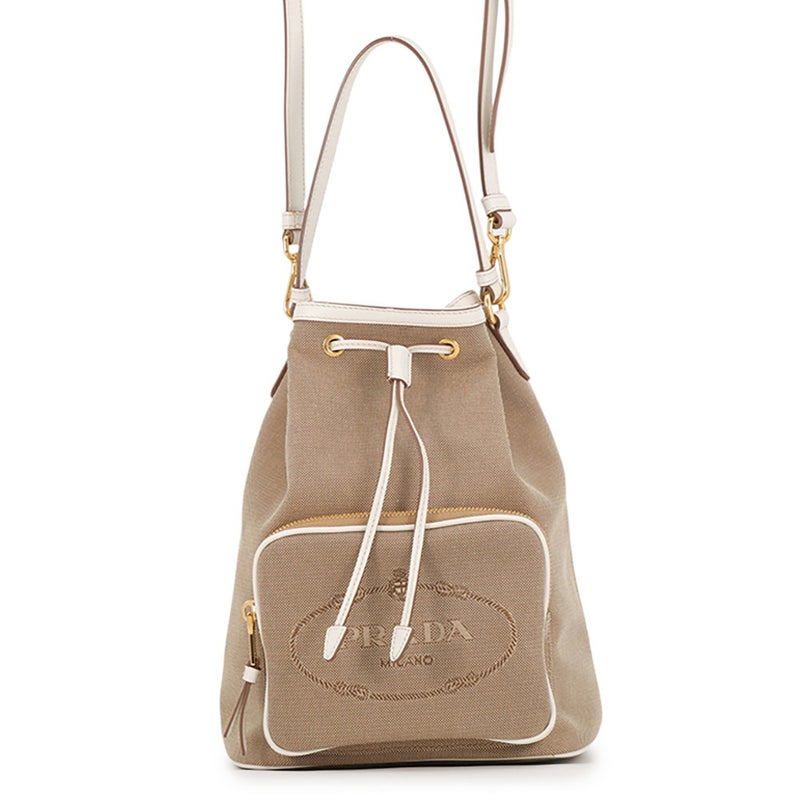 プラダ ハンドバッグ ロゴ ジャカード キャンバス レザー 1BH097 PRADA 2way アウトレット品