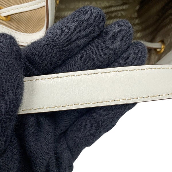 プラダ ハンドバッグ ロゴ ジャカード キャンバス レザー 1BH097 PRADA 2way アウトレット品