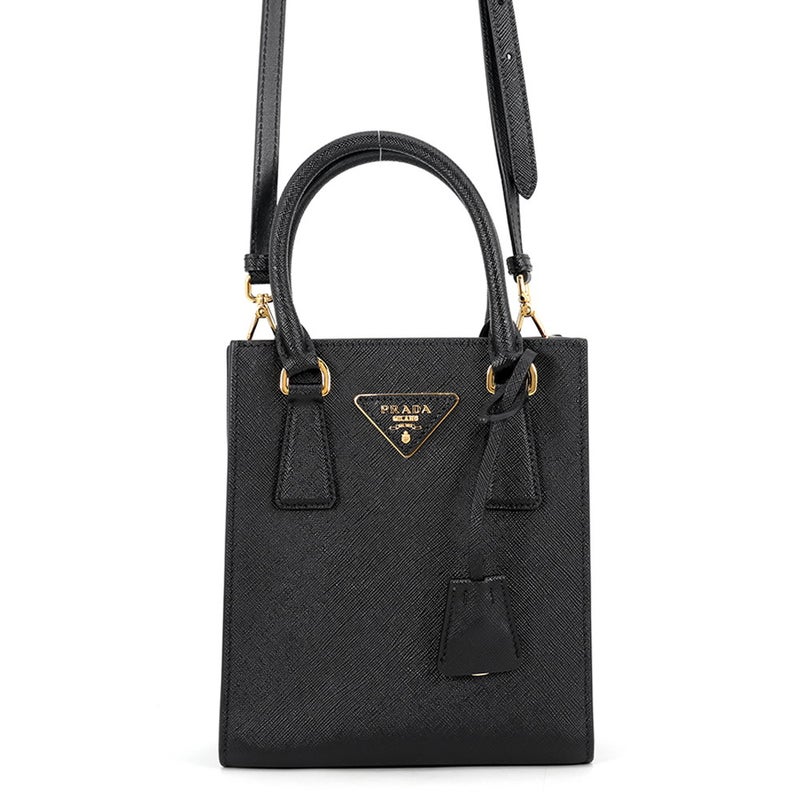 プラダ ハンドバッグ トライアングルロゴ サフィアーノレザー 1BA358 PRADA 2way 黒
