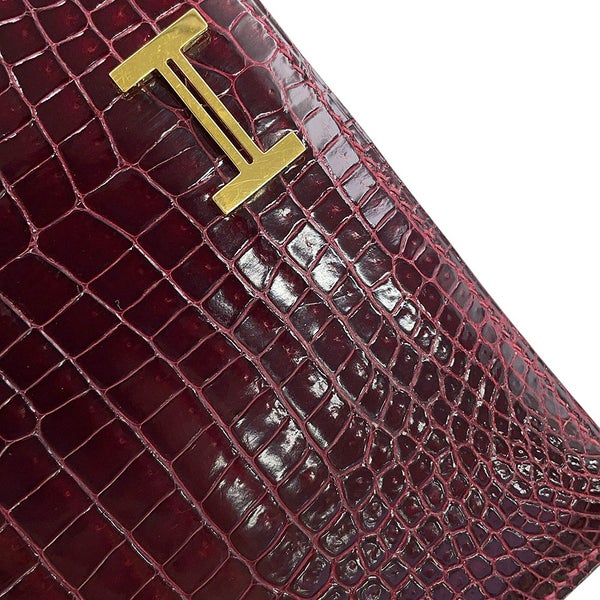 エルメス 長財布 ベアンクラシック マチなし ボルドー/ゴールド金具 ポロサス □F刻印 HERMES