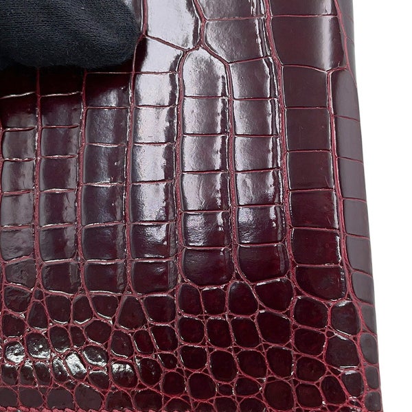 エルメス 長財布 ベアンクラシック マチなし ボルドー/ゴールド金具 ポロサス □F刻印 HERMES