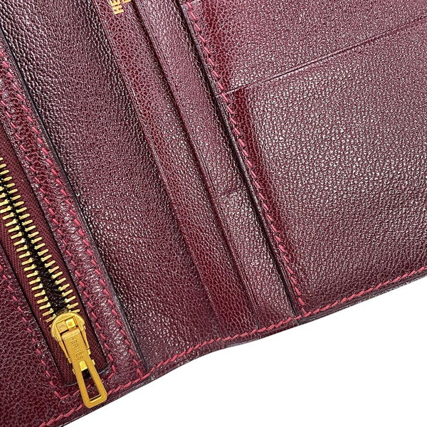 エルメス 長財布 ベアンクラシック マチなし ボルドー/ゴールド金具 ポロサス □F刻印 HERMES