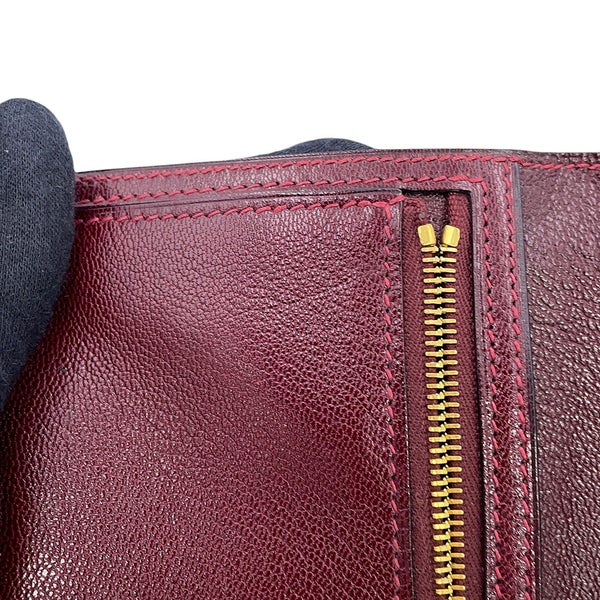 エルメス 長財布 ベアンクラシック マチなし ボルドー/ゴールド金具 ポロサス □F刻印 HERMES