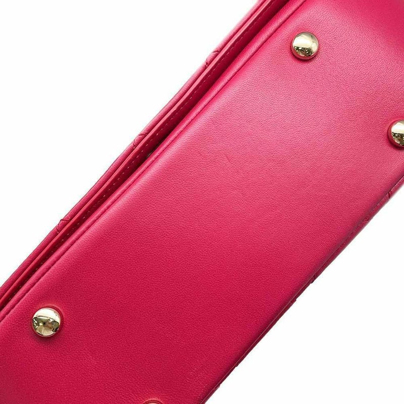 シャネル チェーンショルダーバッグ マトラッセ ココマーク トップハンドル ラムスキン 2wayハンドバッグ