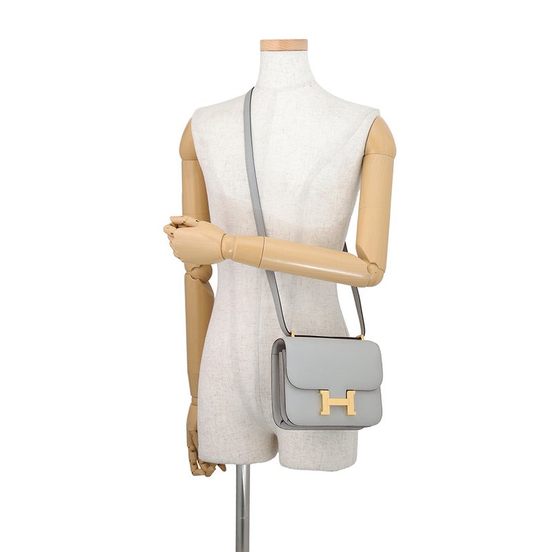 エルメス ショルダーバッグ ミニ コンスタンス3 ブルーグラシエ/ゴールド金具 エプソン W刻印 HERMES Constance
