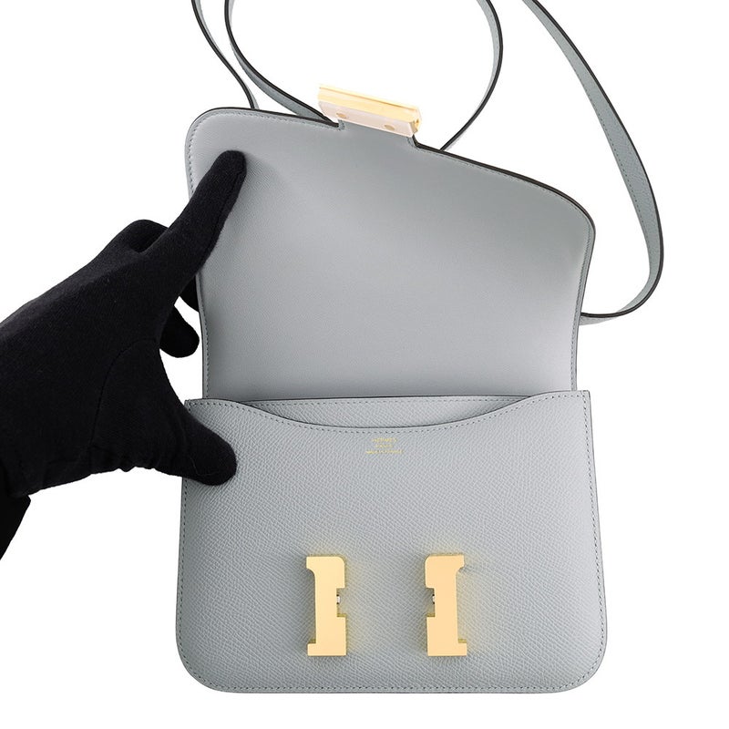 エルメス ショルダーバッグ ミニ コンスタンス3 ブルーグラシエ/ゴールド金具 エプソン W刻印 HERMES Constance