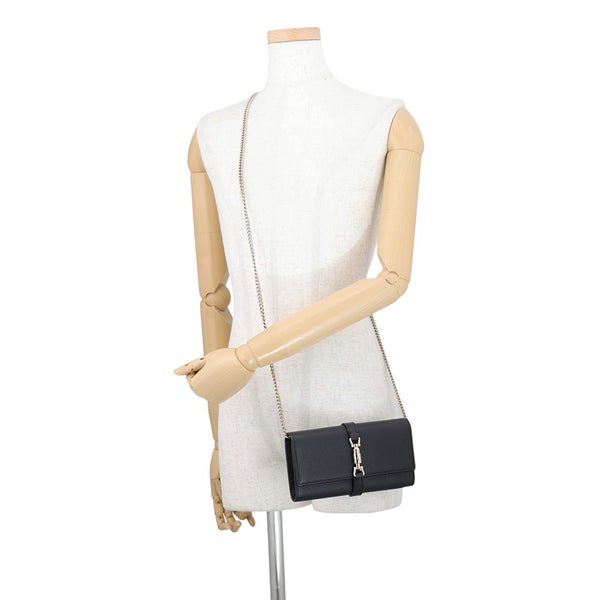 グッチ チェーンウォレット ジャッキー 1961 レザー 652681 GUCCI 財布 黒