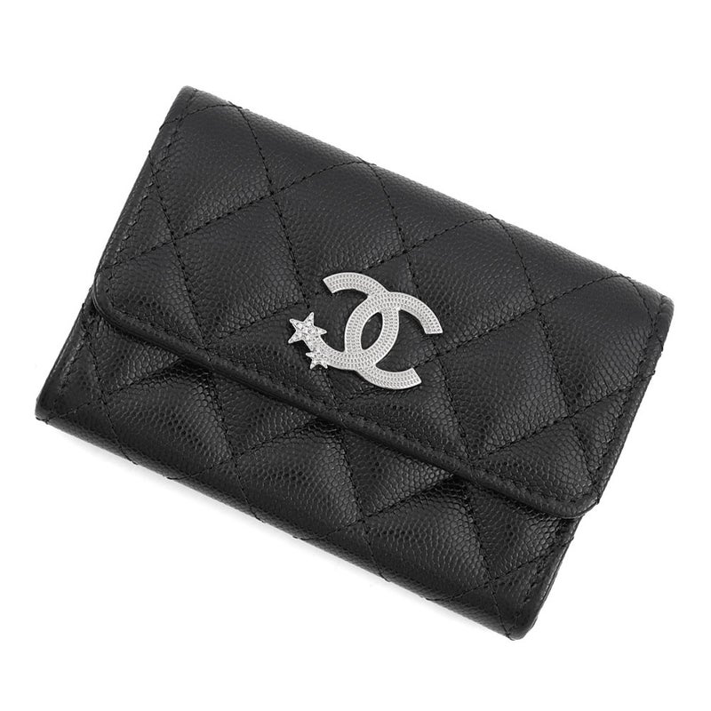 シャネル カードケース マトラッセ ココマーク キャビアスキン ラインストーン AP4812 CHANEL 財布 コインケース 黒
